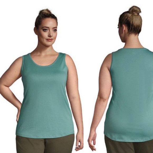 Lands' End Teal Women's Supima Cotton Scoop Neck Tank Top size 2X